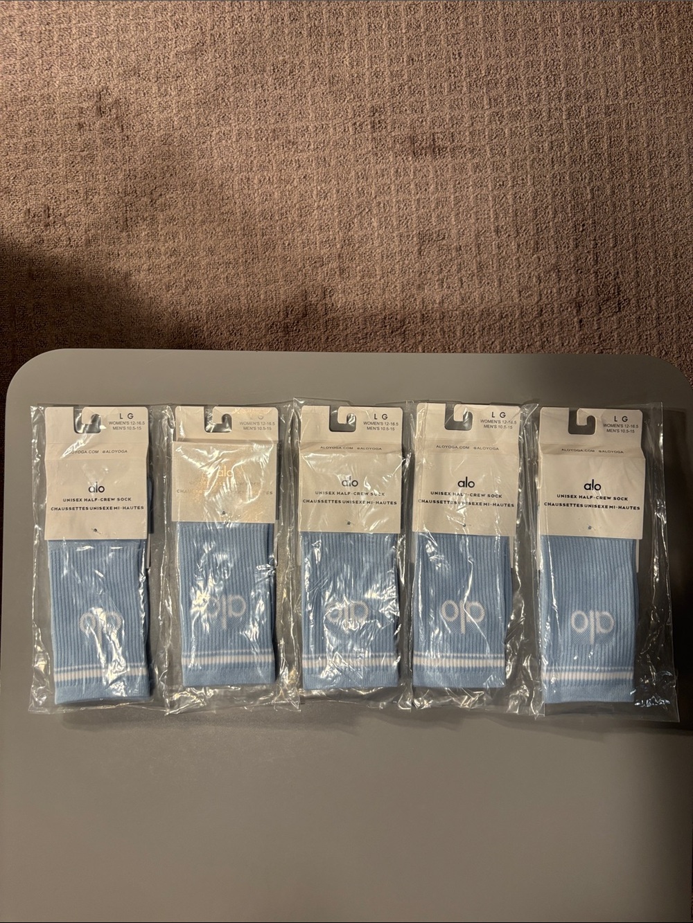 ALO Yoga Athletic Crew Socks in Light Blue $15 each